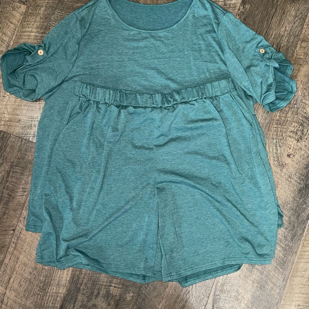 SHEIN Teal Short Sleeve Top & Shorts